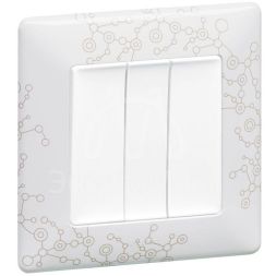 Механизм выключателя 3-кл. СП Valena Life 10А IP20 250В 10AX с лиц. панелью винт. зажимы бел. Leg 752403