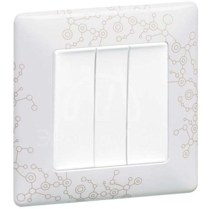 Механизм выключателя 3-кл. СП Valena Life 10А IP20 250В 10AX с лиц. панелью винт. зажимы бел. Leg 752403