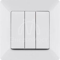 Механизм выключателя 3-кл. СП Valena Life 10А IP20 250В 10AX с лиц. панелью винт. зажимы бел. Leg 752403