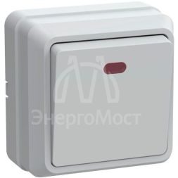 Выключатель 1-кл. ОП Октава 10А IP20 ВС20-1-1-ОБ с индикацией бел. IEK EVO11-K01-10-DC