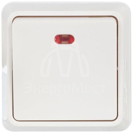 Выключатель 1-кл. ОП Октава 10А IP20 ВС20-1-1-ОБ с индикацией бел. IEK EVO11-K01-10-DC