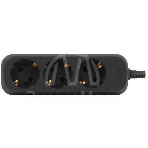 Колодка удлинителя 3-м с заземл. черн. KX-3e-B Эра Б0061718