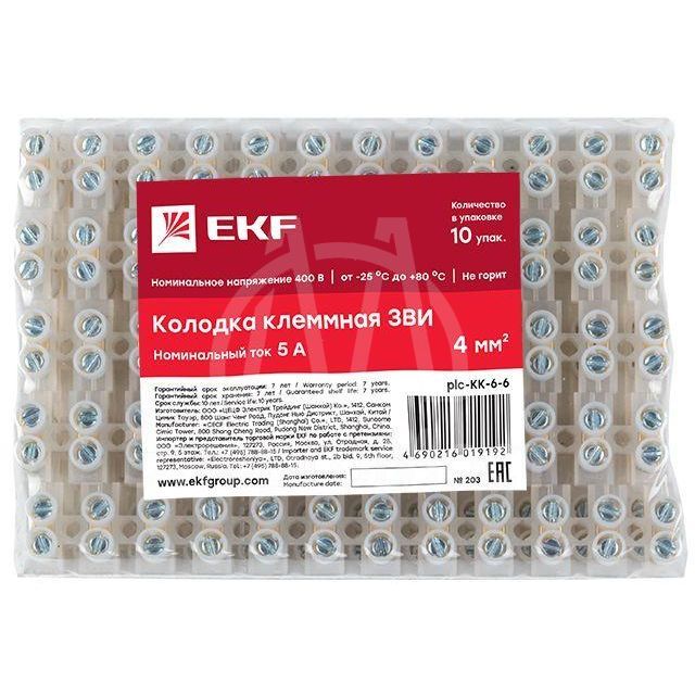 Колодка клеммная полистирол 6мм 6А EKF plc-KK-6-6