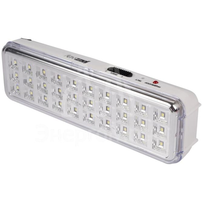 Светильник-фонарь светодиодный Accu9-L30-wh 30SMD яркий(300Лм)2ч/эконом(90Лм)6ч 220В/акк. Li-ion/3.7В/1200мАч аварийный бел. JazzWay 5024533