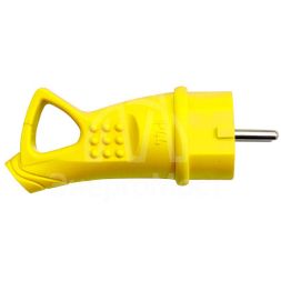 Вилка электрическая 1ф 16А 250В IP44 однофазная с ушком каучук желт. Universal 3080