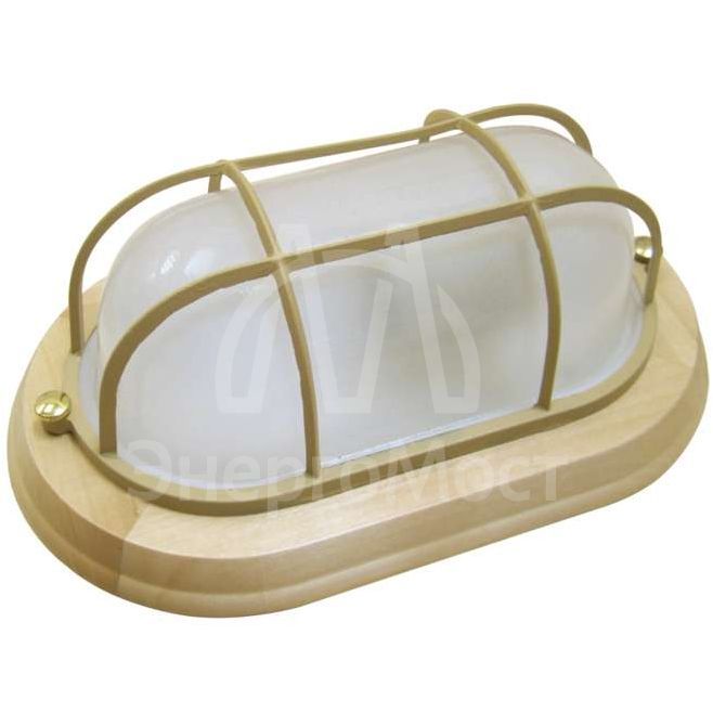 Светильник НББ 03-100-018 &amp;quot;Терма&amp;quot; 1202 овал большой IP65 мат./корпус с решеткой дерево липа Элетех 1005501029