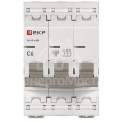 Выключатель автоматический 3P 6А (C) 6кА ВА 47-63N PROxima EKF M636306C