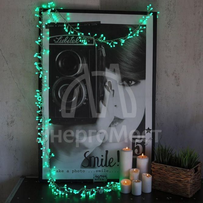 Гирлянда &amp;quot;Мишура LED&amp;quot; 3м 288LED зел. прозр. провод 18Вт 220В IP20 NEON-NIGHT 303-604