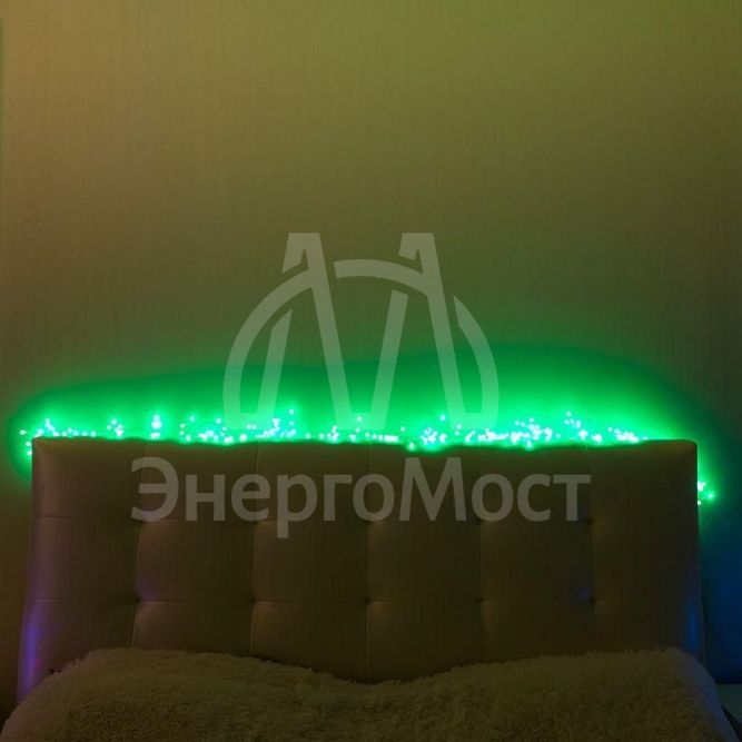 Гирлянда &amp;quot;Мишура LED&amp;quot; 3м 288LED зел. прозр. провод 18Вт 220В IP20 NEON-NIGHT 303-604
