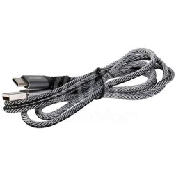 Кабель USB-Type C ELX-CDC08-C41 3А 1.2м черн./бел. ткань зарядка+ПД коробка Ergolux 15309