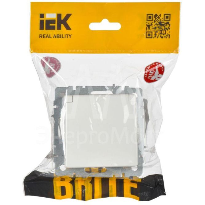 Розетка BRITE РСбш10-3-44-БрБ 16А IP44 с заземл. защ. шторки с крышкой бел. IEK BR-R16-16-44-K01