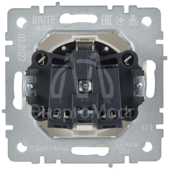 Розетка BRITE РСбш10-3-44-БрБ 16А IP44 с заземл. защ. шторки с крышкой бел. IEK BR-R16-16-44-K01