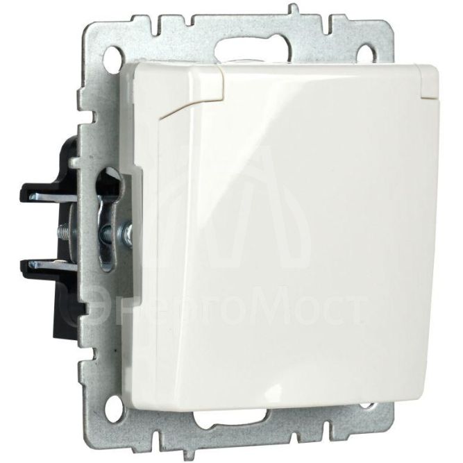 Розетка BRITE РСбш10-3-44-БрБ 16А IP44 с заземл. защ. шторки с крышкой бел. IEK BR-R16-16-44-K01