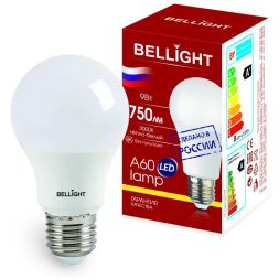 Лампа светодиодная LED A60 220В 9Вт E27 750лм 3000К BELLIGHT 88297787