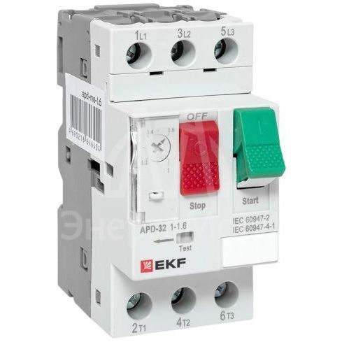 Выключатель автоматический для защиты двигателя АПД-32 1.0-1.6А EKF apd-me-1.6