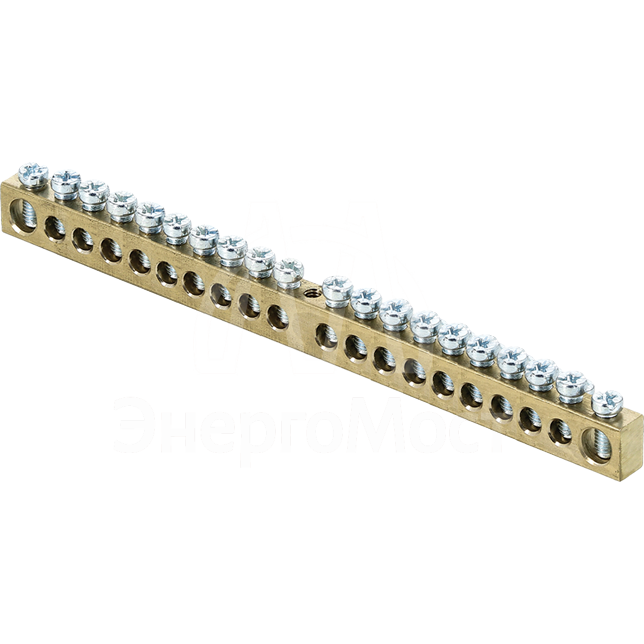 Шина PEN &amp;quot;ноль-земля&amp;quot; 6х9 20 отвер. латунь крепеж по центру PROxima EKF sn0-63-20