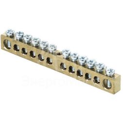 Шина PEN &amp;quot;ноль-земля&amp;quot; 6х9 12 отвер. латунь крепеж по центру розн. стикер PROxima EKF sn0-63-12-r