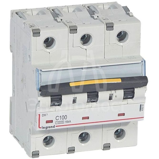 Выключатель автоматический модульный 3п C 100А 16кА DX3 10000 4.5мод. 400В Leg 409281