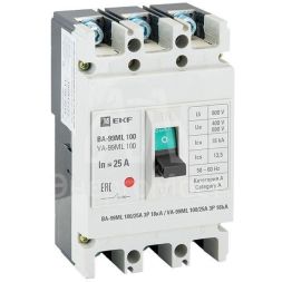 Выключатель автоматический 3п 100/25А 18кА ВА-99МL Basic EKF mccb99-100-25mi