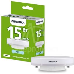 Лампа светодиодная T80 15Вт таблетка 6500К GX53 230В GENERICA LL-T80-15-230-65-GX53-G