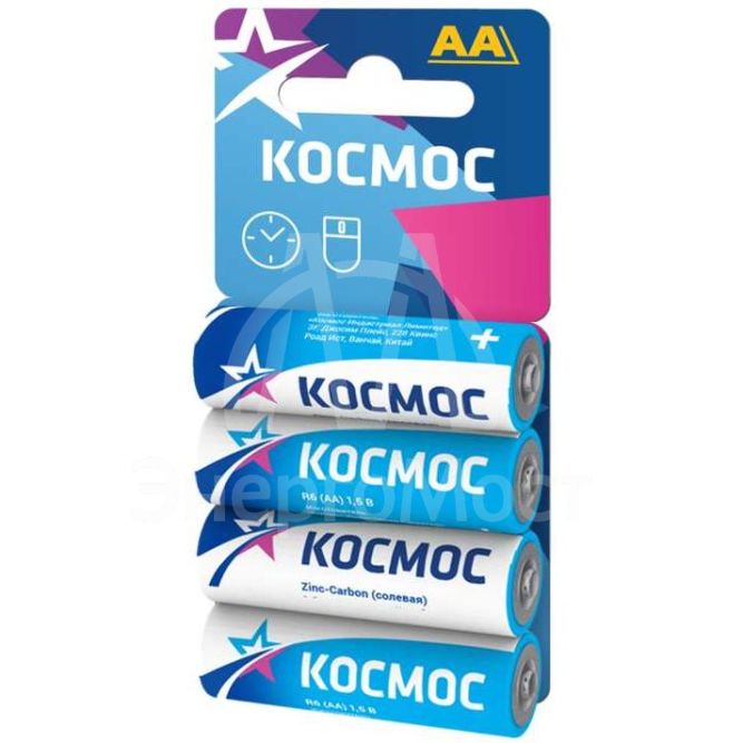 Элемент питания солевой R6 4хBL (блист.4шт) Космос KOCR64BL