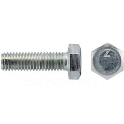 Болт М6х25 с шестигранной головкой цинк. DIN 933 (уп.70шт) класс прочности 8.8. коробка Tech-Krep 144932