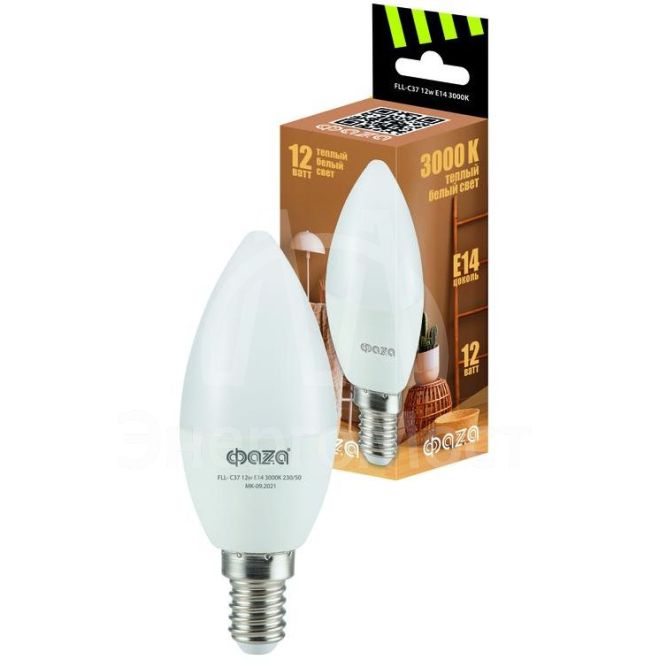 Лампа светодиодная FLL-C37 12Вт E14 3000К 230В 50Гц ФАZА 5038509