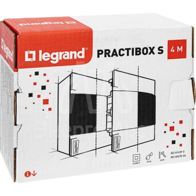 Щиток пластиковый навесной Practibox S 1х4 бел. дверь Leg 134604