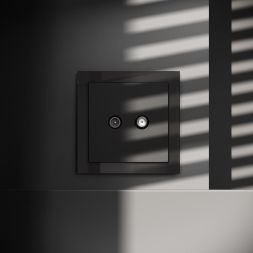 Розетка телевизионная оконечная TV + SAT 2-м СП S70 механизм черн. матов. Voltum VLS060408