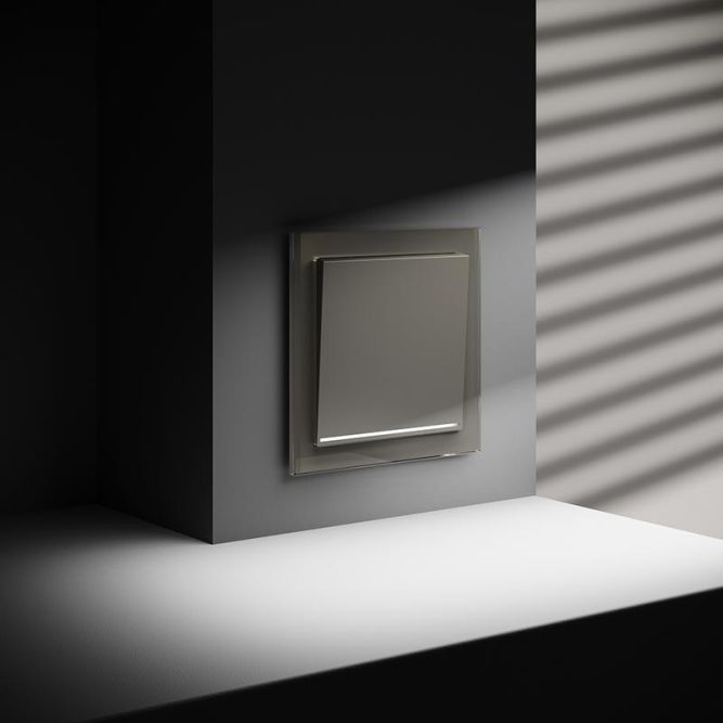 Переключатель проходной 1-кл. СП S70 10А с подсветкой механизм шелк Voltum VLS010404