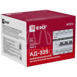 Выключатель автоматический дифференциального тока 4п (3P+N) 25А 100мА АД-32 селект. PROxima EKF DA32-25-100S-4P-pro