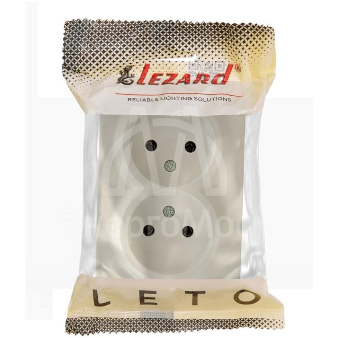 Розетка 2-м ОП LETO без заземл. закрытый корпус ПБТ крем LEZARD 752-0300-128B