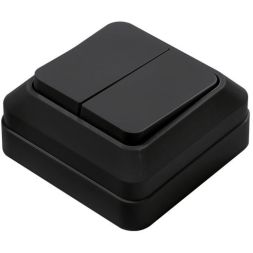 Выключатель 2-кл. BOLLETO накладной 7023B черн. IN HOME 4690612061023