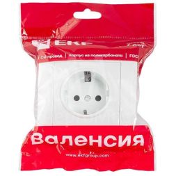 Розетка 1-м СП Валенсия 16А IP20 с заземл. защ. шторки бел. PROxima EKF EWR16-028-10