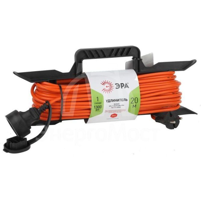 Удлинитель силовой UFx-1-2x0.75-20m-IP44 на рамке б/з 1гнездо 20м ПВС 2х0.75 Эра Б0046821