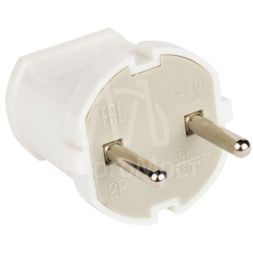 Вилка прямая 6А 250В без заземл. бел. EKF AVP6-10