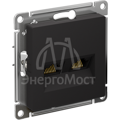 Розетка компьютерная 2-м AtlasDesign RJ45 кат.5E механизм карбон SE ATN001085