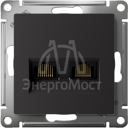 Розетка компьютерная 2-м AtlasDesign RJ45 кат.5E механизм карбон SE ATN001085