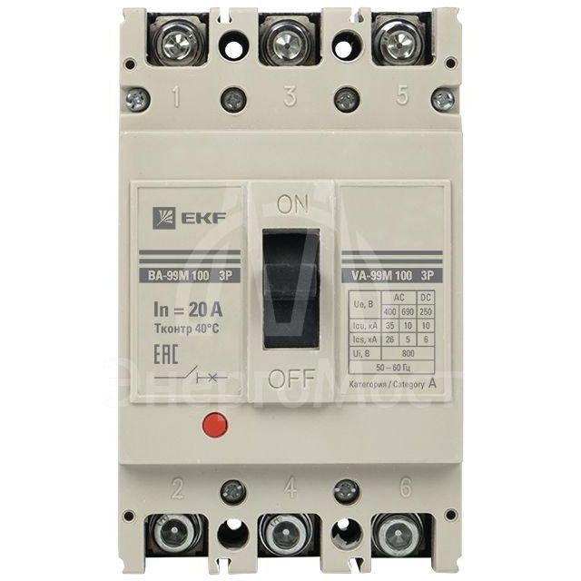 Выключатель автоматический 3п 100/20А 35кА ВА-99М PROxima EKF mccb99-100-20m
