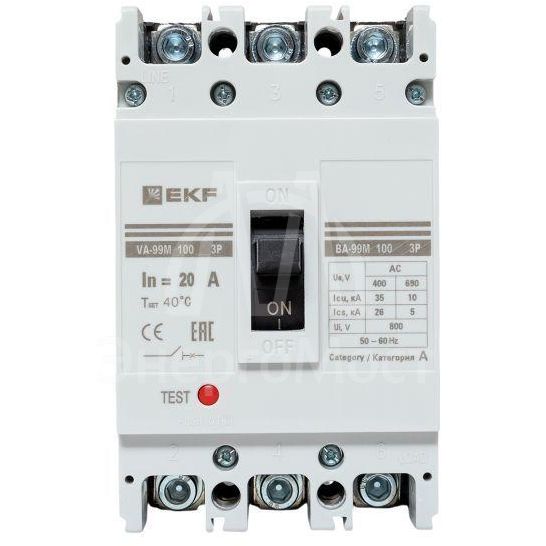 Выключатель автоматический 3п 100/20А 35кА ВА-99М PROxima EKF mccb99-100-20m