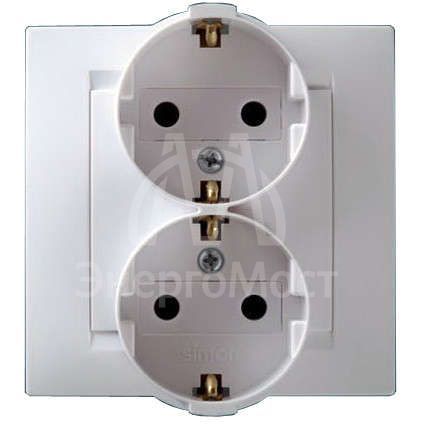 Розетка 2-м СП Simon15 с заземл. бел. Simon 1590459-030