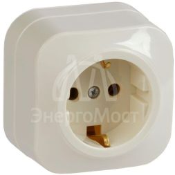 Розетка 1-м ОП GLORY РС20-3-ХК 16А с заземл. крем. IEK ERH11-K33-16