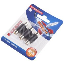 Переходник аудио 3 гнезда RCA - 3 гнезда RCA тринокль блист. Rexant 06-0166-A