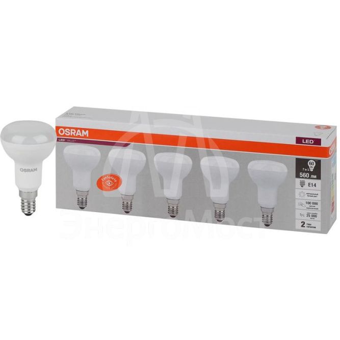 Лампа светодиодная LED Value LVR60 7SW/840 230В E14 2х5 (уп.5шт) OSRAM 4058075583962