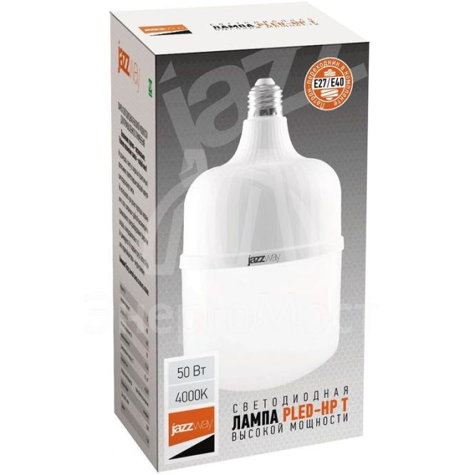 Лампа светодиодная высокомощная PLED-HP-T120 50Вт 4000К 4400лм E27/ E40 (Переходник в комплекте) 220/50 JazzWay 5003842