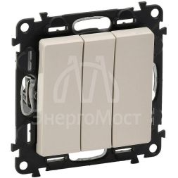 Механизм выключателя 3-кл. СП Valena Life 10А IP20 250В 10AX с лиц. панелью винт. зажимы сл. кость Leg 752503