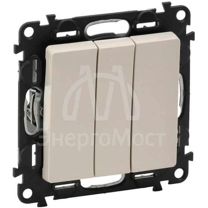 Механизм выключателя 3-кл. СП Valena Life 10А IP20 250В 10AX с лиц. панелью винт. зажимы сл. кость Leg 752503