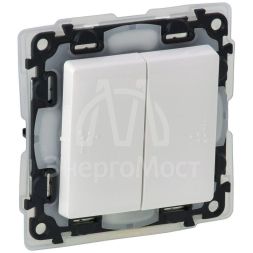 Механизм выключателя 2-кл. СП Valena Life 10А IP44 250В с лиц. панелью безвинт. зажимы бел. Leg 752155