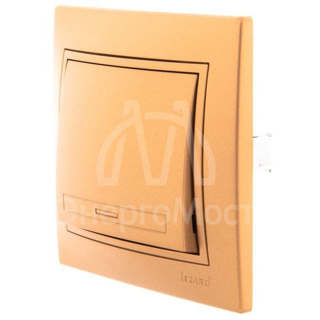 Выключатель 1-кл. СП Мира 10А IP20 со вставкой зол. метал. LEZARD 701-1313-100