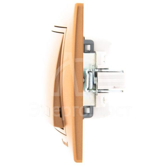 Выключатель 1-кл. СП Мира 10А IP20 со вставкой зол. метал. LEZARD 701-1313-100